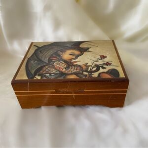 Vintage thorens movement music box jewelry box holder wooden home decor
